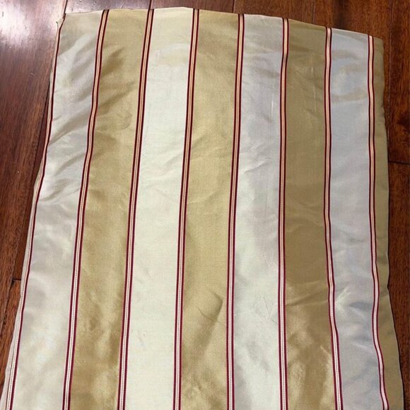 2 Custom-made Striped Weighted Rod Pocket Dupioni Silk Curtains w Button Details - Picture 10 of 11